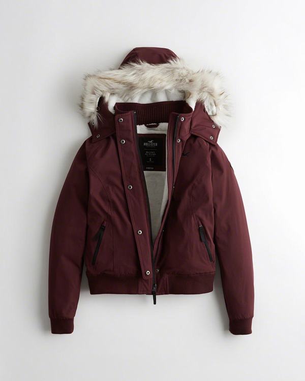 Giacca Hollister Donna Cozy-Lined Bomber Bordeaux Italia (845DLRYX)